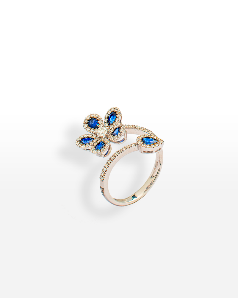 Gioielleria Mario Roggero | Anello a fiore con zaffiri blu